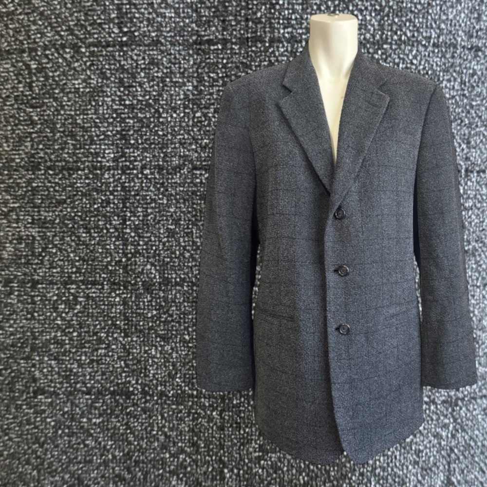 Vintage Claiborne Plaid Blazer Charcoal + Black - Italian Fabric Men’s 41R